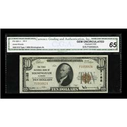 Birmingham, AL - $10 1929 Ty. 1 The First NB Ch.