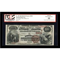 Dothan, AL - $10 1882 Brown Back Fr. 490 The