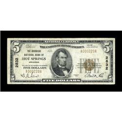 Hot Springs, AR - $5 1929 Ty. 1 The Arkansas NB