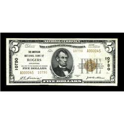 Rogers, AR - $5 1929 Ty. 2 The American NB Ch. #