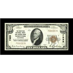 Whittier, CA - $10 1929 Ty. 1 The Whittier