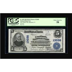 Hartford, CT - $5 1902 Plain Back Fr. 609 The