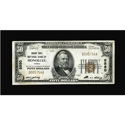 Honolulu, HI - $50 1929 Ty. 1 Bishop First NB