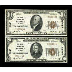 Aurora, IL - $10; $20 1929 Ty. 1 The Aurora NB
