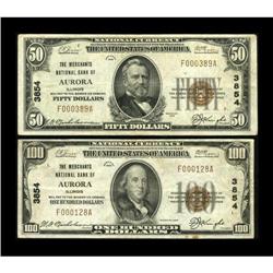 Aurora, IL - $50; $100 1929 Ty. 1 The Merchants