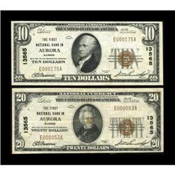 Aurora, IL - $10; $20 1929 Ty. 1 The First NB