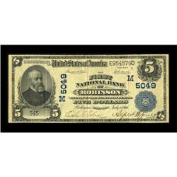 Robinson, IL - $5 1902 Plain Back Fr. 606 The