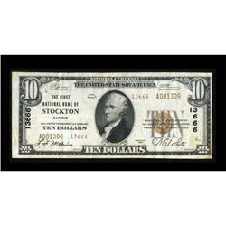 Stockton, IL - $10 1929 Ty. 2 The First NB Ch. #