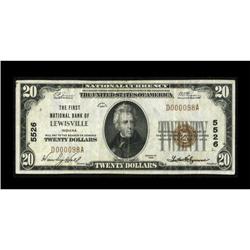 Lewisville, IN - $20 1929 Ty. 1 The First NB Ch.