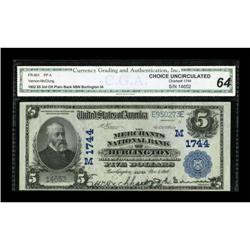 Burlington, IA - $5 1902 Plain Back Fr. 601 The