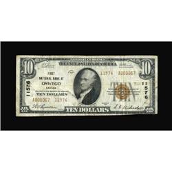 Oswego, KS - $10 1929 Ty. 2 First NB Ch. # 11576