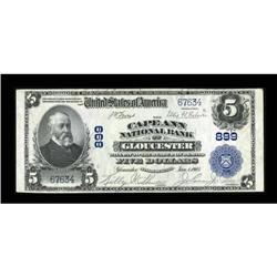 Gloucester, MA - $5 1902 Plain Back Fr. 598 The