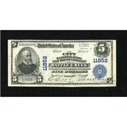 Battle Creek, MI - $5 1902 Plain Back Fr. 607