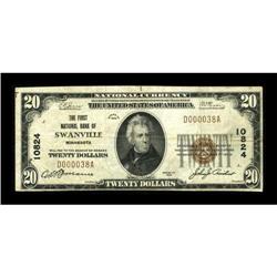 Swanville, MN - $20 1929 Ty. 1 The First NB Ch.