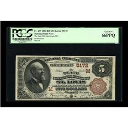 Saint Louis, MO - $5 1882 Brown Back Fr. 477 The