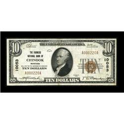 Chinook, MT - $10 1929 Ty. 1 The Farmers NB Ch.