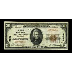 Blairstown, NJ - $20 1929 Ty. 1 The Peoples NB