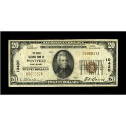 Westville, NJ - $20 1929 Ty. 1 The First NB Ch.