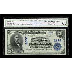 Elizabeth City, NC - $20 1902 Plain Back Fr. 658