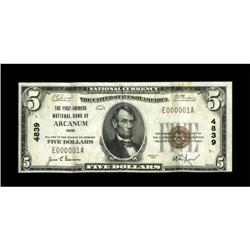 Arcanum, OH - $5 1929 Ty. 1 The First-Farmers NB
