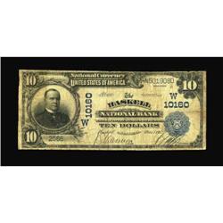 Haskell, OK - $10 1902 Plain Back Fr. 628 The