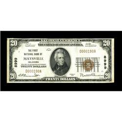 Maysville, OK - $20 1929 Ty. 1 The First NB Ch.