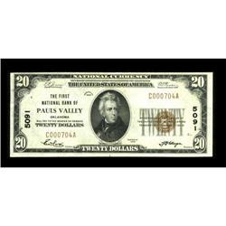 Pauls Valley, OK - $20 1929 Ty. 1 The First NB