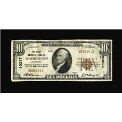 Washington, OK - $10 1929 Ty. 1 The First NB Ch.