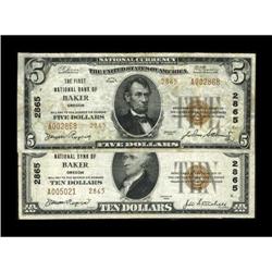 Baker City, OR - $5; $10 1929 Ty. 2 The First NB