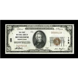 Bethlehem, PA - $20 1929 Ty. 1 The First NB Ch.