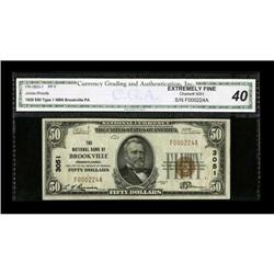 Brookville, PA - $50 1929 Ty. 1 The NB of