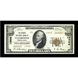 Clearfield, PA - $10 1929 Ty. 2 The County NB