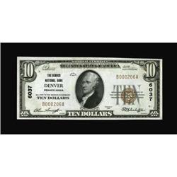 Denver, PA - $10 1929 Ty. 1 The Denver NB Ch. #