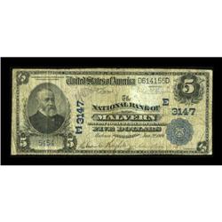 Malvern, PA - $5 1902 Plain Back Fr. 598 The NB