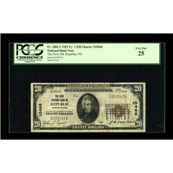 Republic, PA - $20 1929 Ty. 1 The First NB Ch. #