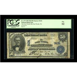 Fort Worth, TX - $50 1902 Plain Back Fr. 675 The