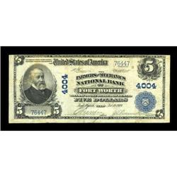 Fort Worth, TX - $5 1902 Plain Back Fr. 600 The