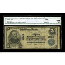 Franklin, TX - $5 1902 Plain Back Fr. 599 The