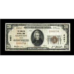 Hamilton, TX - $20 1929 Ty. 1 The Hamilton NB