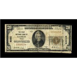 Hamlin, TX - $20 1929 Ty. 1 The First NB Ch. #