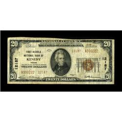Kenedy, TX - $20 1929 Ty. 2 First-Nichols NB Ch.