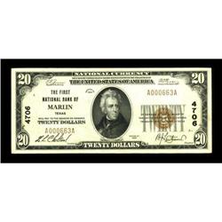 Marlin, TX - $20 1929 Ty. 1 The First NB Ch. #