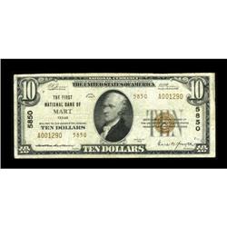 Mart, TX - $10 1929 Ty. 2 The First NB Ch. #