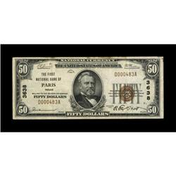 Paris, TX - $50 1929 Ty. 1 The First NB Ch. #