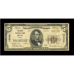 West, TX - $5 1929 Ty. 2 The West NB Ch. #