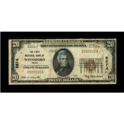 Winnsboro, TX - $20 1929 Ty. 1 The First NB Ch.