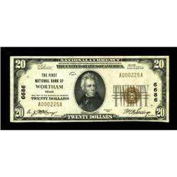Wortham, TX - $20 1929 Ty. 1 The First NB Ch. #