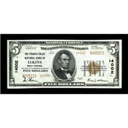 Elkins, WV - $5 1929 Ty. 2 The Tygarts Valley NB