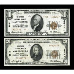 Martinsburg, WV - $10 1929 Ty. 2 The Citizens NB