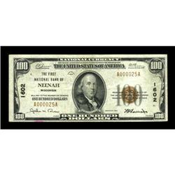 Neenah, WI - $100 1929 Ty. 1 The NB of Neenah